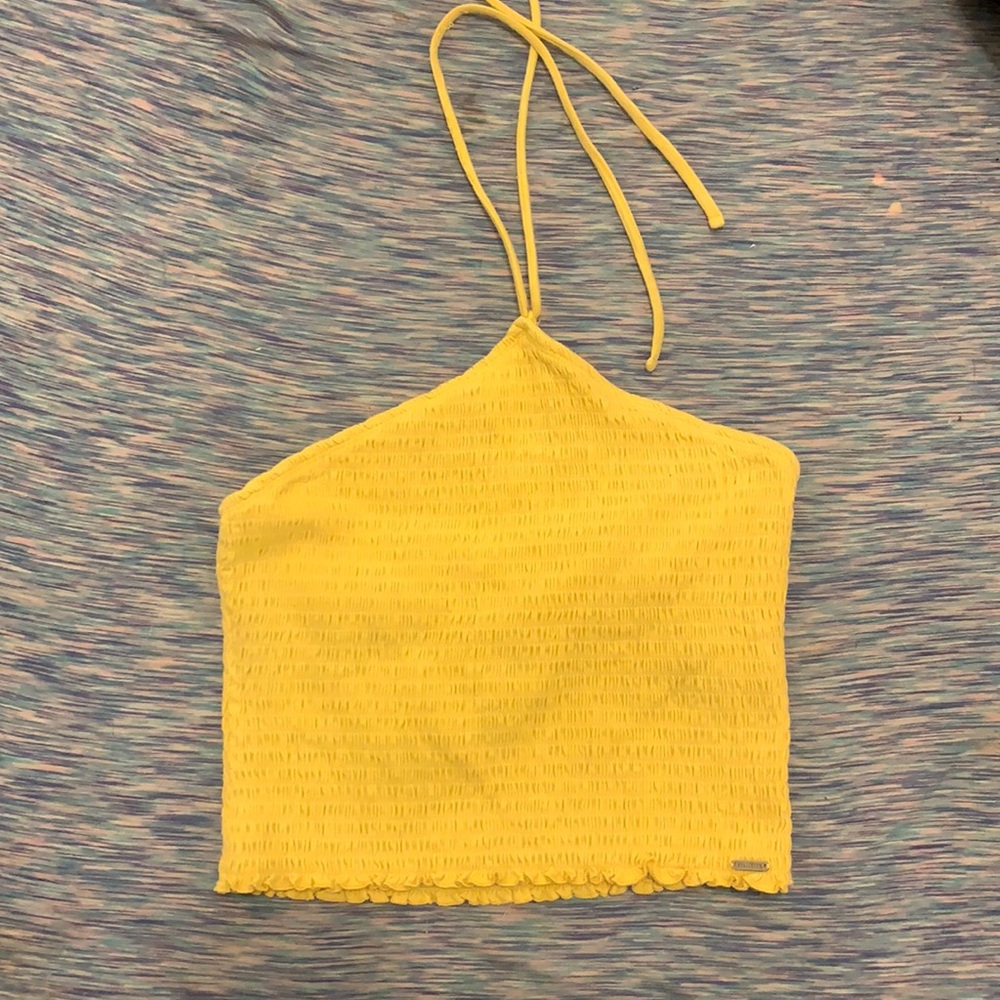 Yellow tie up crop top